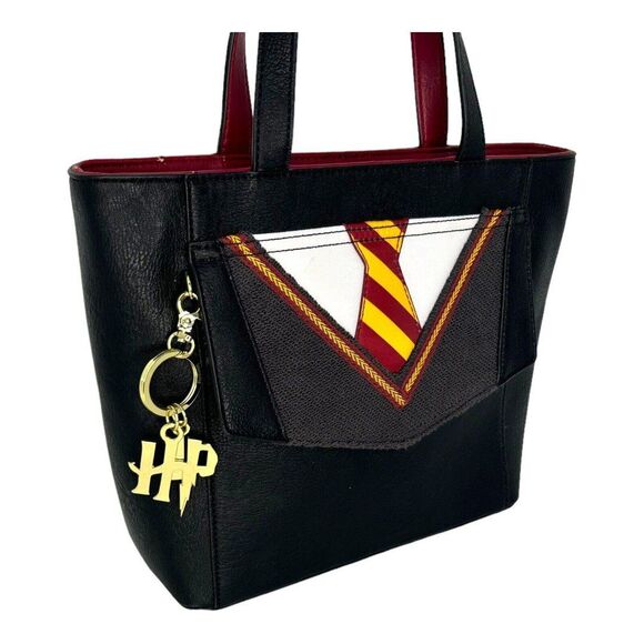 Harry Potter LOUNGEFLY Black Suit Tie Embroidered Crossbody Purse Rare Handle - Picture 1 of 12